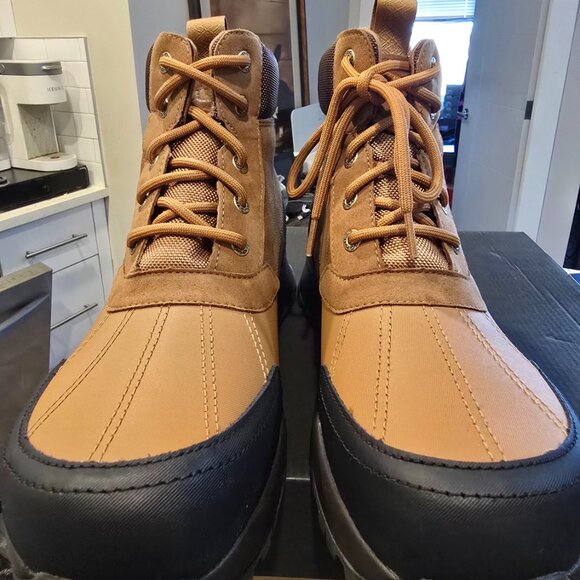 NEW MENS SZ 12 CHESTNUT UGG EMMETT 1115834 LEATHER WATERPROOF WINTER DUCK BOOTS - Picture 7 of 15